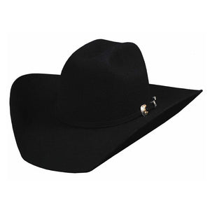 4X "KINGMAN" WOOL FELT BLACK COWBOY HAT / RHINESTONE BUCKLE