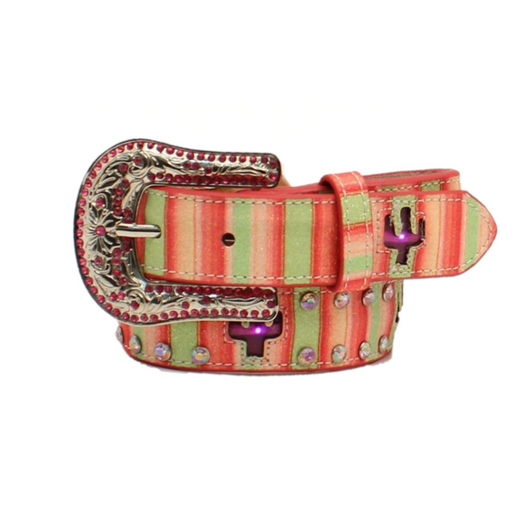 Angel Ranch® Girl's Light Up Cactus Striped Print Belt D130001230