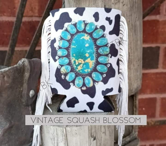 vintage squash blossom coozie with fringe