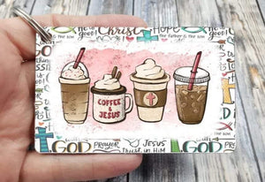 coffee and jesus keychain