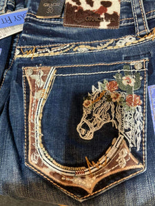 34" inseam- grace in la horse head and horseshoe jean