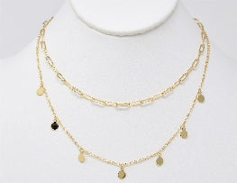 Gold Chain with Circle 2 Layer 16"-18" Necklace