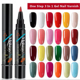 Mobray 3 In 1 Gel Nail Varnish Pen Glitter One Step Nail Art Gel Polish