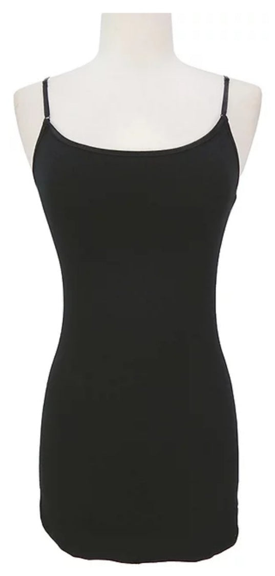 black cotton cami with adjustable straps