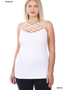 white criss cross tank plus size