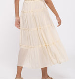 solid tiered skirt in cream