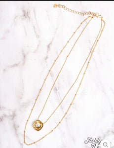 GALA EVENING GOLD CRYSTAL PENDANT GOLD LAYERED NECKLACE