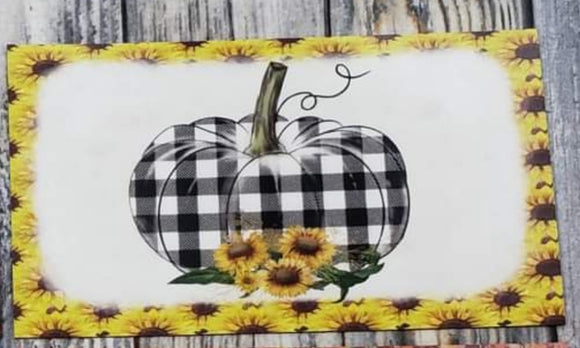 sunflower and plaid pumpkin magnet