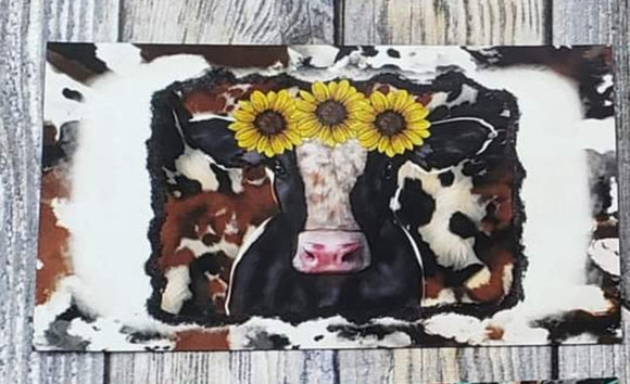 cow with sunflower headband magnet