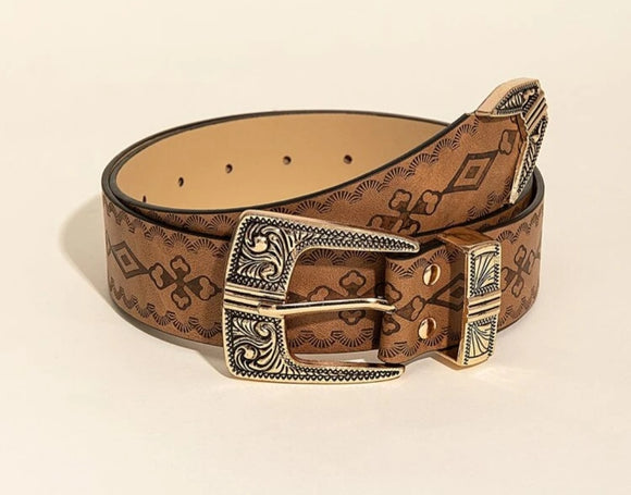 textured square western belt