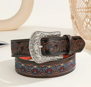 detailed fabric textured western belt