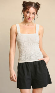 textured knit wide strap tank