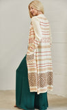 aztec long sleeve thinner material cardigan