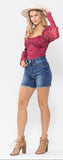 judy blue- highwaist mid thigh shorts 15257