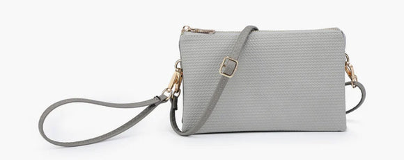 grey woven riley crossbody wallet