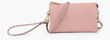 mauve woven riley crossbody wallet