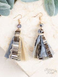 Simple Serape Single Bead Tassel Earrings, Grey