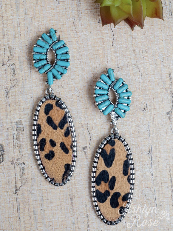 FOREVER AFTER ALL OVAL DANGLY EARRINGS, TURQUOISE