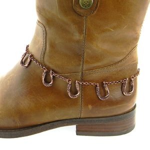 5-HORSE SHOE BOOT CHAIN W/TQ BEADS CHAIN