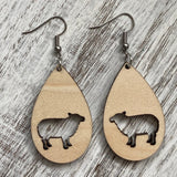 animal wood earrings