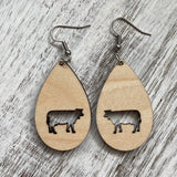 animal wood earrings