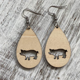 animal wood earrings