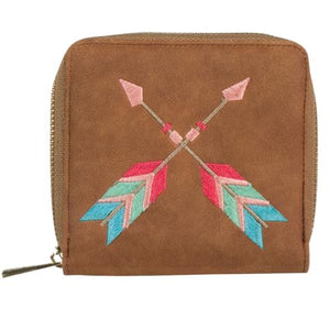 Catchfly Brown with Arrows Zip Wallet #1952559w