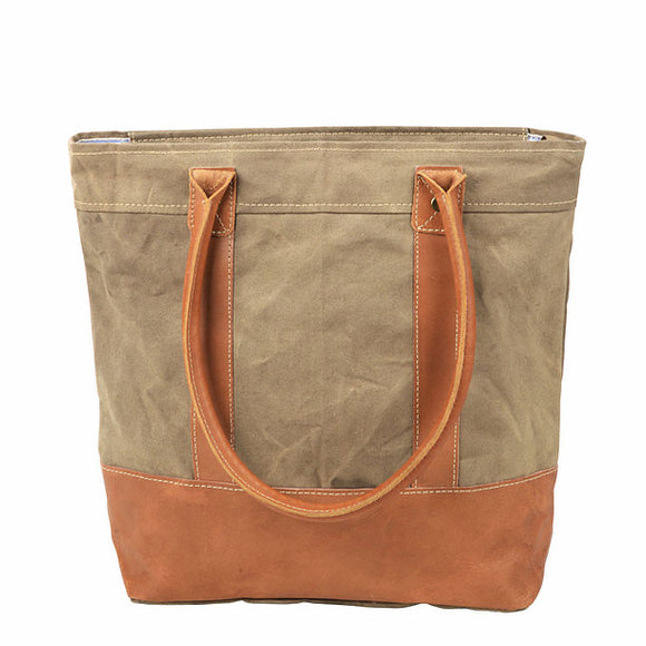 Plain Canvas Tote With Leather