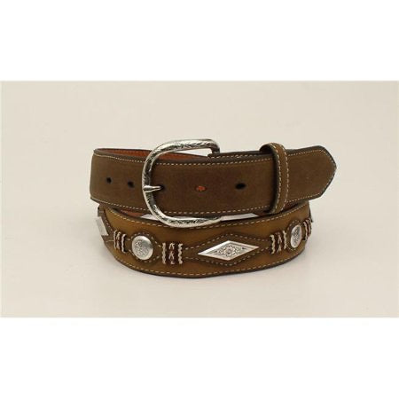 Nocona N2474144-44 Mens Diamond Scroll Concho Top Hand Scallop Overlay Belt, Medium Brown