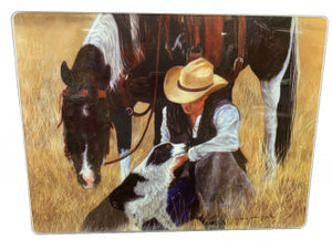 Horse and dog glass cutting board