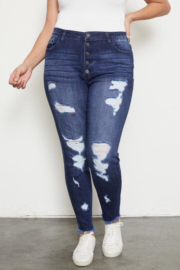 Clover High Rise Ankle Skinny Jeans - Plus. (Kc7310d-p)