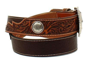 MF WESTERN ARIAT MEN'S FLORAL EMBOSSED LEATHER BELT STYLE A1026602