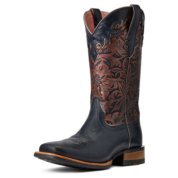 10040435 Ariat Women's Fiona Square Toe Western Boot - Midnight