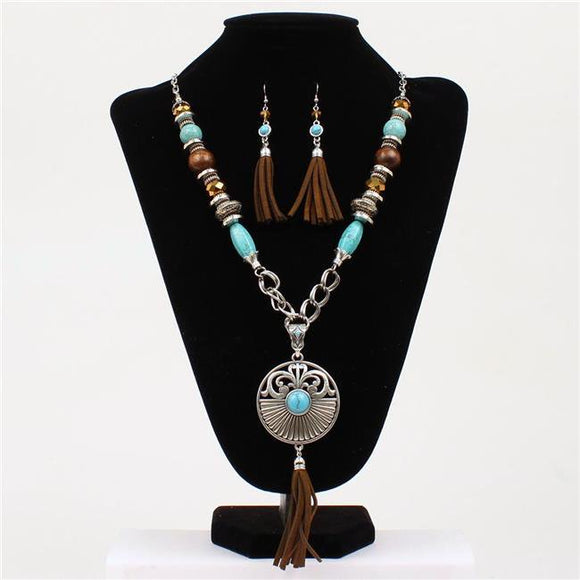 Blazin Roxx 29088 Medallion Fringe Jewellery Set, Turquoise - Extra Large