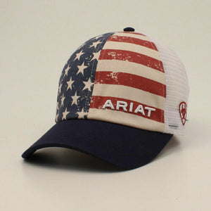 ARIAT LADIES PONYFLO CAP DISTRESSED USA FLAG MULTICOLORED A300066097