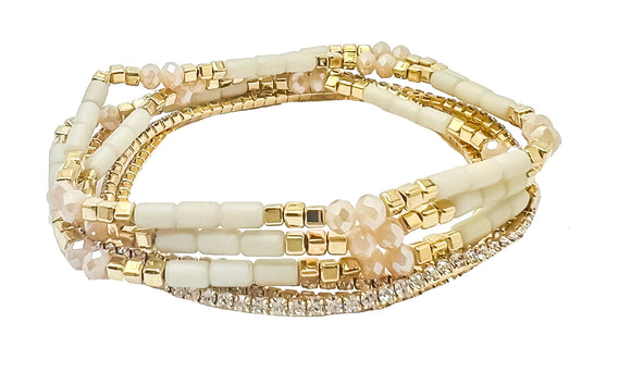 white 6 strand stretch bracelet